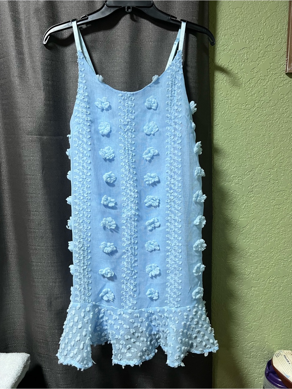 Pink Lily Light Blue Pom-Pom Textured Sundress